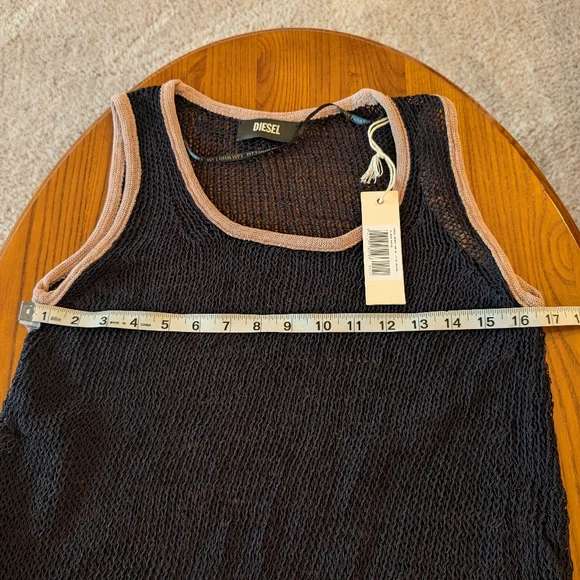 Diesel Black Mesh Tank Top, Size M - NEW - Picture 3 of 9